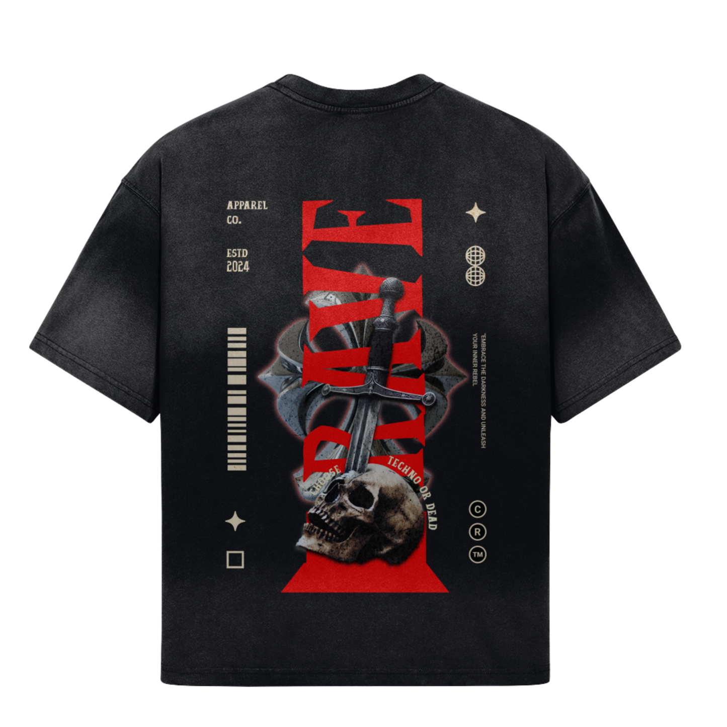 Rave Skull - Oversized Tie-dyed T-Shirt